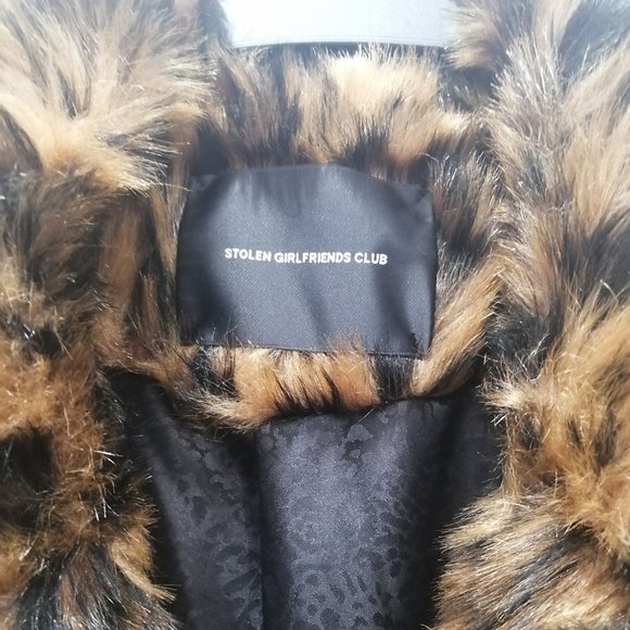 New STOLEN GIRLFRIENDS CLUB brown & black viper room coat - leopard - Picture 4 of 5